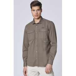 AERONAUTICA MILITARE SKJORTE LIGHT BROWN.