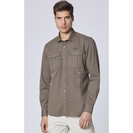 AERONAUTICA MILITARE SKJORTE LIGHT BROWN.