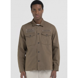 REPLAY REGULAR-FIT COTTON SHIRT LIGHT MUD.