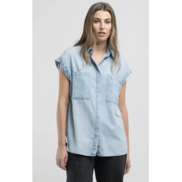 REPLAY DENIM SLEEVELESS SHIRT.