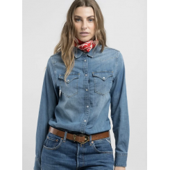 REPLAY SLIM FIT WESTERN SHIRT MEDIUM BLUE.