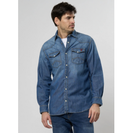 MCS DENIM SKJORTE MEDIUM LIGHT WASH.