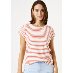GARCIA STRIBET T-SHIRT RØD/RÅHVID.