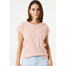 GARCIA STRIBET T-SHIRT RØD/RÅHVID.