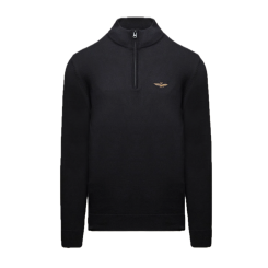 AERONAUTICA MILITARE SWEATER MED KORT LYNLÅS SORT.