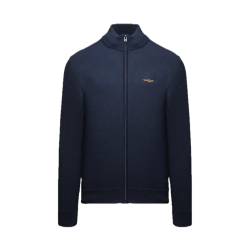 AERONAUTICA MILITARE SWEATER MED GENNEMGÅENDE LYNLÅS MARINE.