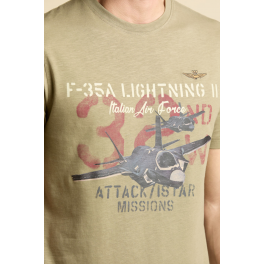 AERONAUTICA MILITARE T-SHIRT MED PRINT GRØN.