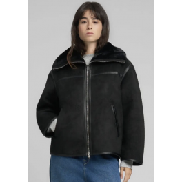 REPLAY JACKET WITH FAUX SHERLING LINING BLACK.
