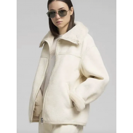 REPLAY JACKET WITH FAUX SHERLING LINING WINTER WHITE.
