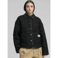 REPLAY CROPPED QUILTED JACKET BLACK.