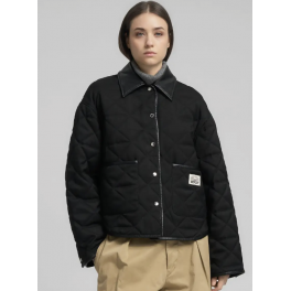 REPLAY CROPPED QUILTED JACKET BLACK.