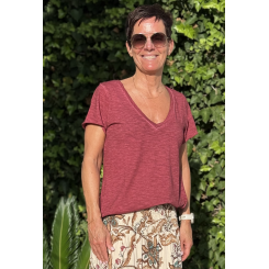 MIX BY HEART T-SHIRT BORDEAUX.