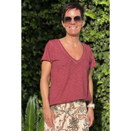 MIX BY HEART T-SHIRT BORDEAUX.