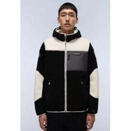 NAPAPIJRI CURLY FLEECE JAKKE SORT/CREME.