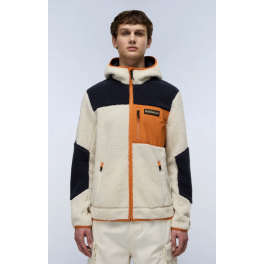 NAPAPIJRI CURLY FLEECE JAKKE CREME/MARINE,ORANGE.