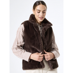 GARCIA FAKE FUR VEST NIGHT BROWN.