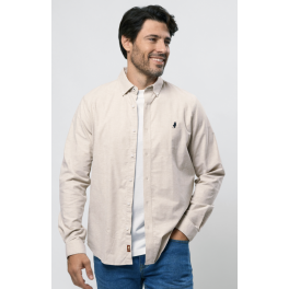 MCS OXFORD SKJORTE BEIGE.