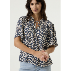 GARCIA PRINTET BLUSE OFF WHITE/BLUE