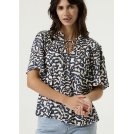 GARCIA PRINTET BLUSE OFF WHITE/BLUE