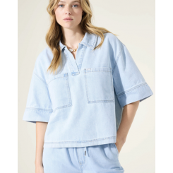 GARCIA DENIM SKJORTE MED KORTE &AElig;RMER.