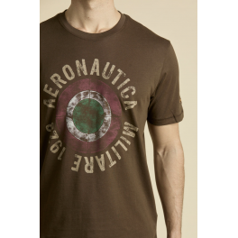 AERONAUTICA MILITARE T-SHIRT TRICOLOUR BRUN.