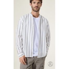 GARCIA SKJORTE MED KINAKRAVE  OFF WHITE/BRROWN.